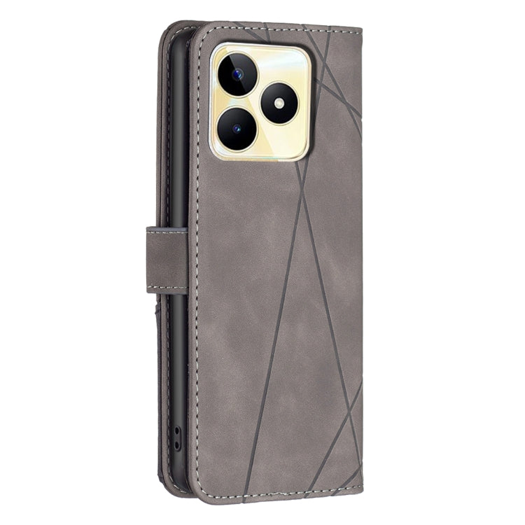 For Realme C53 Magnetic Buckle Rhombus Texture Leather Phone Case