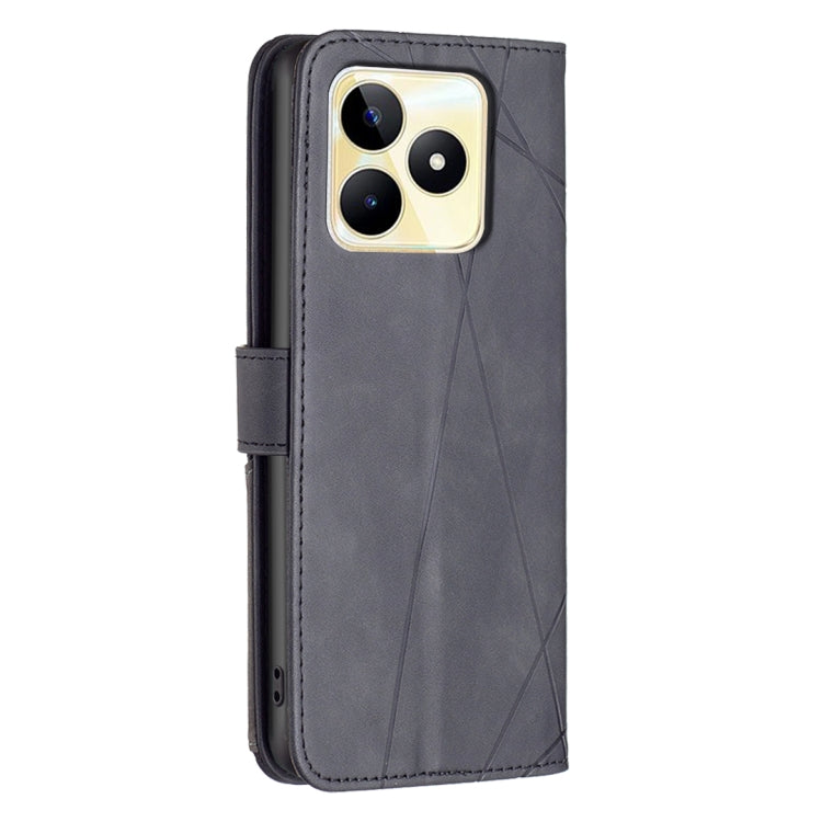 For Realme C53 Magnetic Buckle Rhombus Texture Leather Phone Case