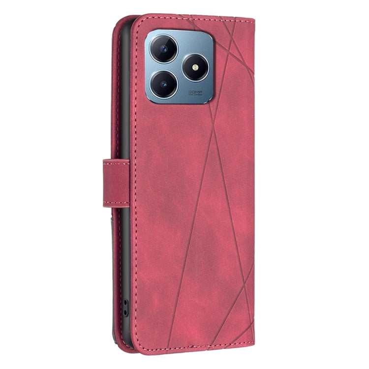 For Realme C61 / C63 Magnetic Buckle Rhombus Texture Leather Phone Case