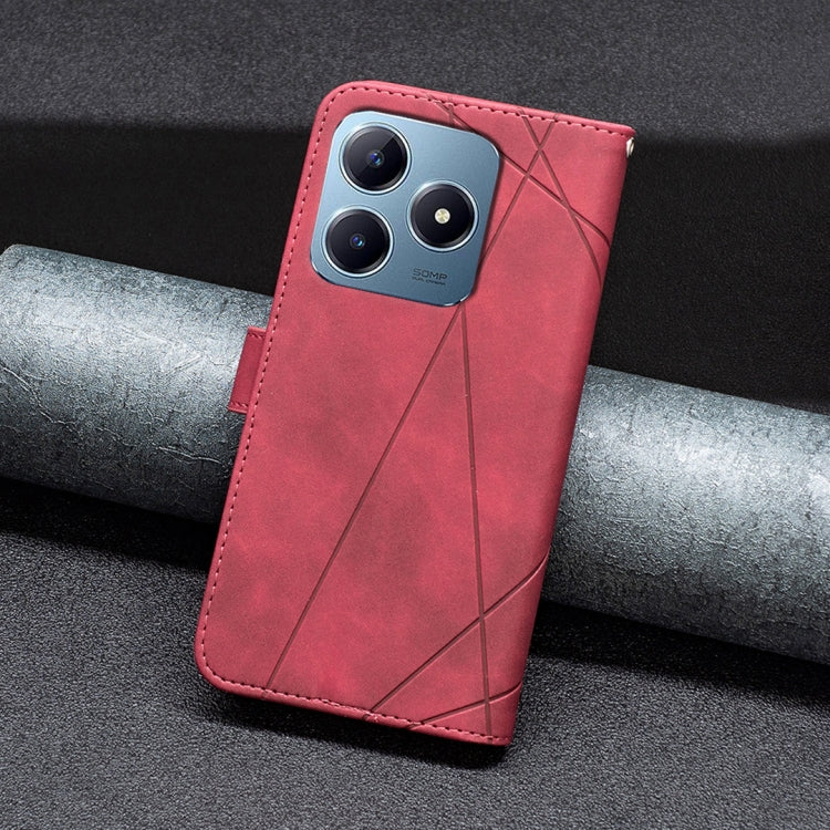For Realme C61 / C63 Magnetic Buckle Rhombus Texture Leather Phone Case