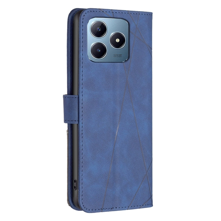 For Realme C61 / C63 Magnetic Buckle Rhombus Texture Leather Phone Case
