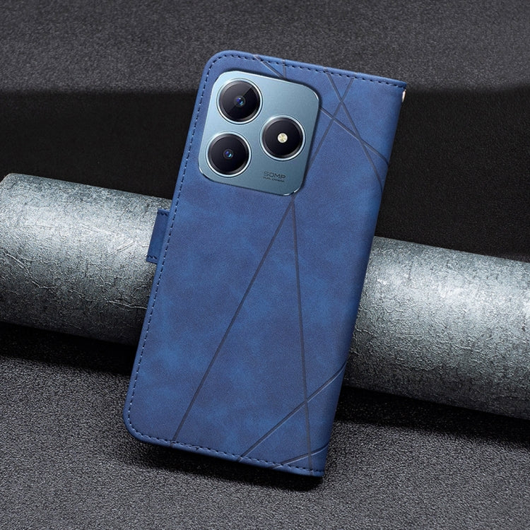 For Realme C61 / C63 Magnetic Buckle Rhombus Texture Leather Phone Case