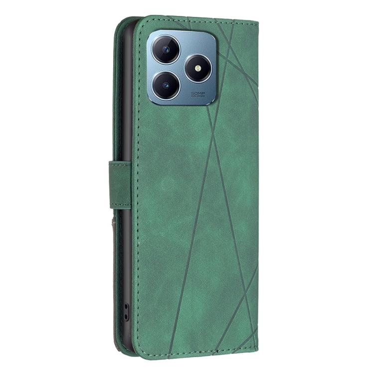 For Realme C61 / C63 Magnetic Buckle Rhombus Texture Leather Phone Case