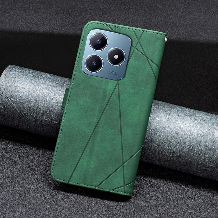 For Realme C61 / C63 Magnetic Buckle Rhombus Texture Leather Phone Case