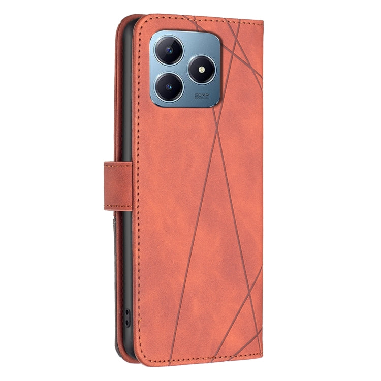 For Realme C61 / C63 Magnetic Buckle Rhombus Texture Leather Phone Case