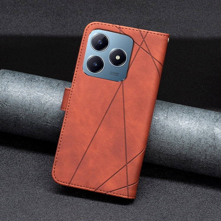 For Realme C61 / C63 Magnetic Buckle Rhombus Texture Leather Phone Case