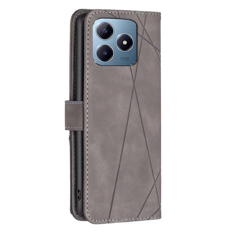 For Realme C61 / C63 Magnetic Buckle Rhombus Texture Leather Phone Case