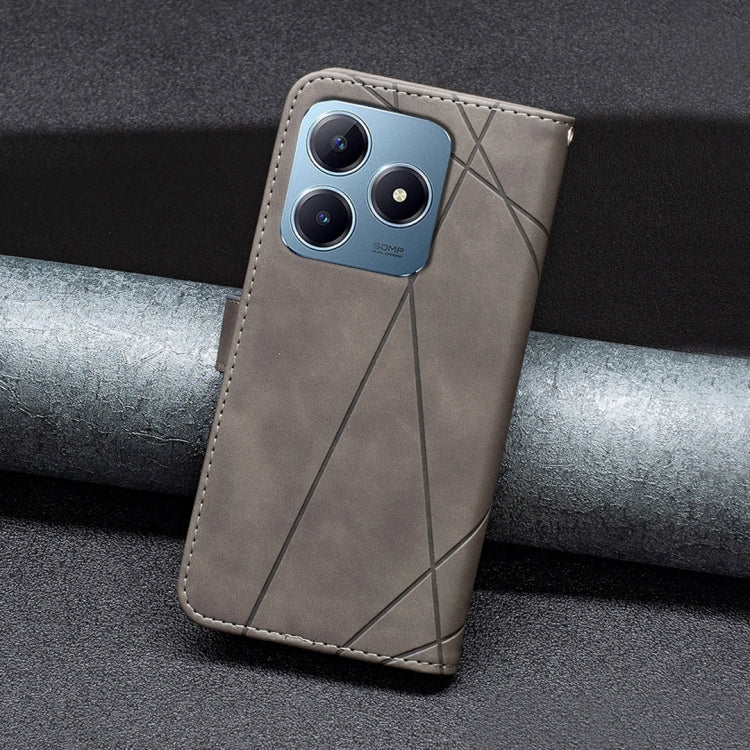 For Realme C61 / C63 Magnetic Buckle Rhombus Texture Leather Phone Case