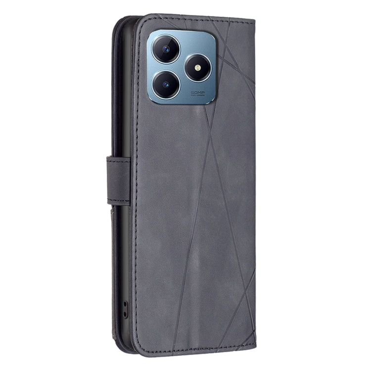 For Realme C61 / C63 Magnetic Buckle Rhombus Texture Leather Phone Case