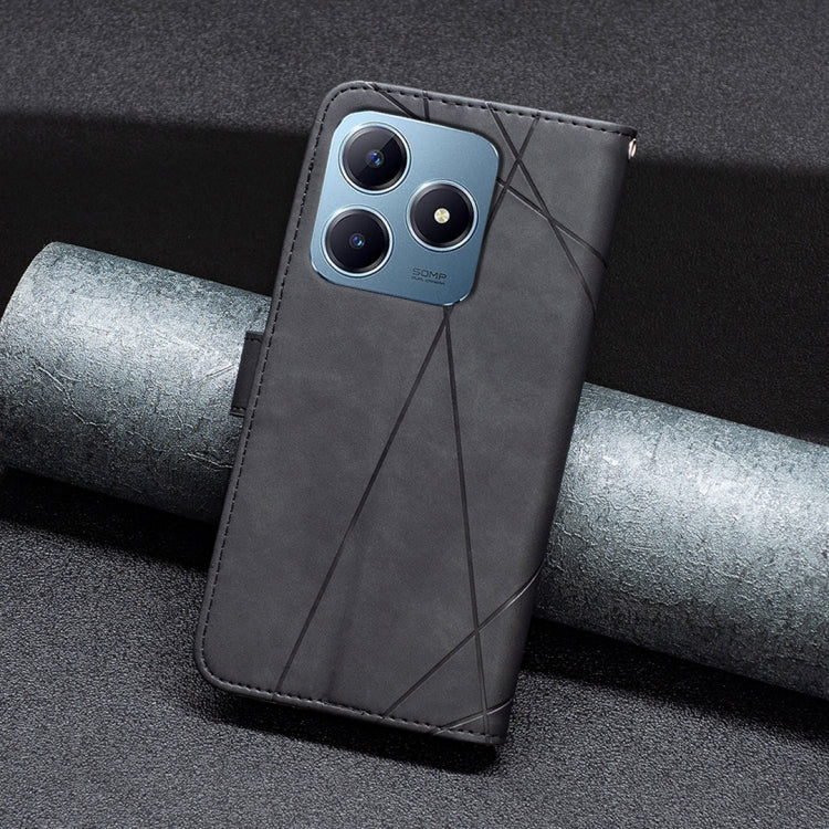 For Realme C61 / C63 Magnetic Buckle Rhombus Texture Leather Phone Case