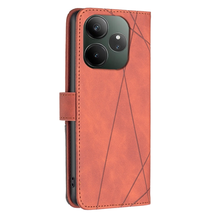 For Realme GT 6 / GT 6T Magnetic Buckle Rhombus Texture Leather Phone Case