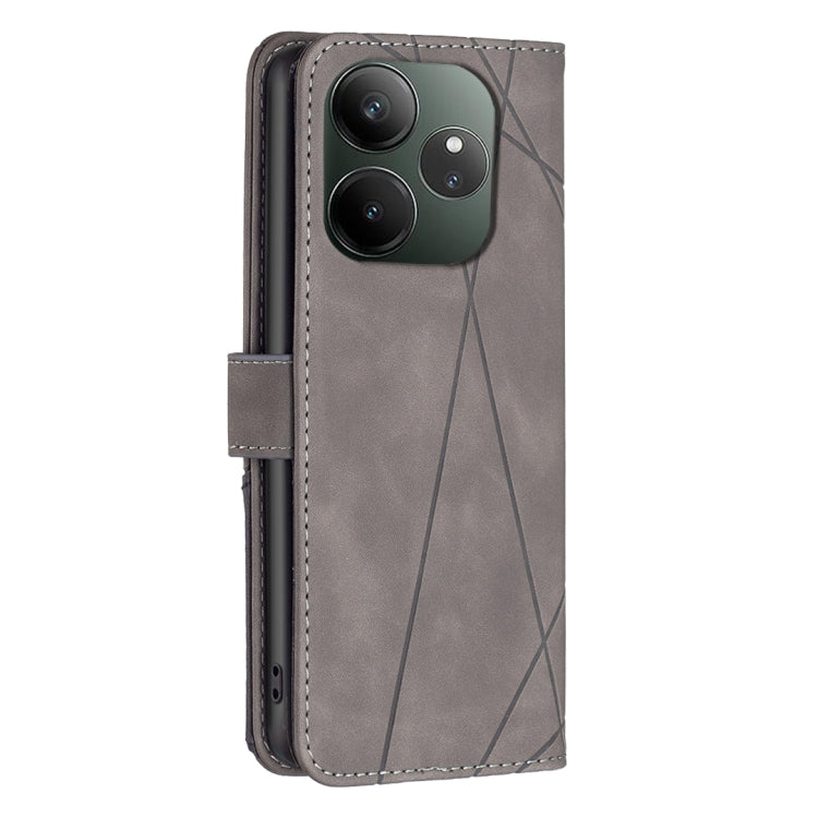 For Realme GT 6 / GT 6T Magnetic Buckle Rhombus Texture Leather Phone Case