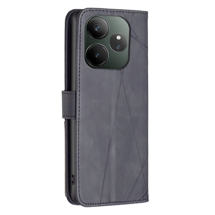For Realme GT 6 / GT 6T Magnetic Buckle Rhombus Texture Leather Phone Case