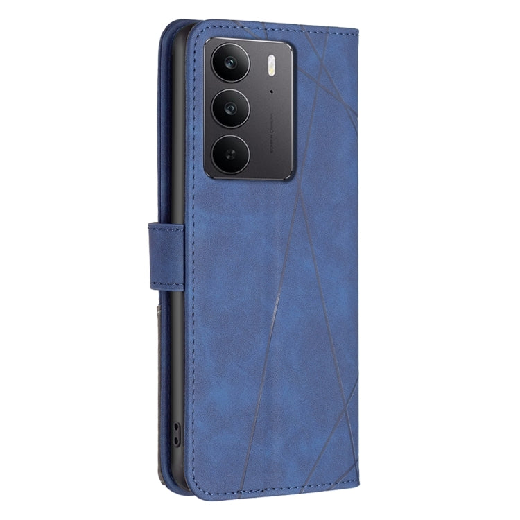 For Realme C75 4G Magnetic Buckle Rhombus Texture Leather Phone Case