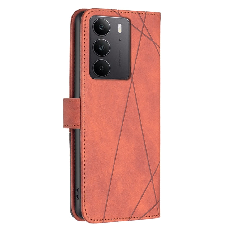 For Realme C75 4G Magnetic Buckle Rhombus Texture Leather Phone Case