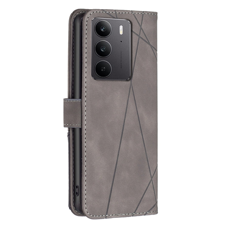 For Realme C75 4G Magnetic Buckle Rhombus Texture Leather Phone Case