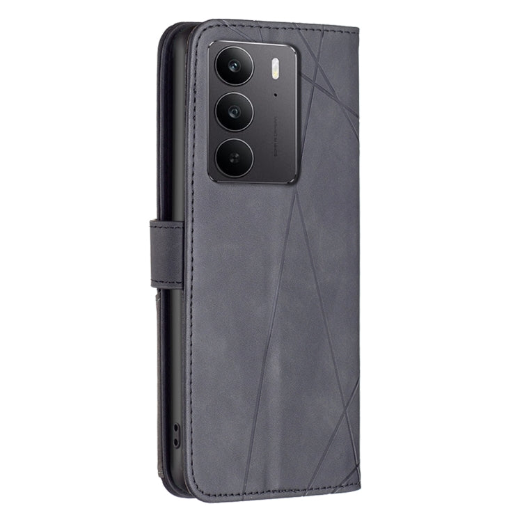 For Realme C75 4G Magnetic Buckle Rhombus Texture Leather Phone Case