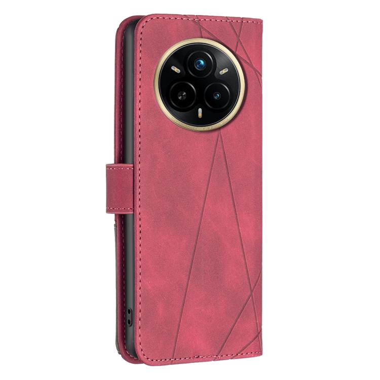 For Realme 14 Pro Magnetic Buckle Rhombus Texture Leather Phone Case