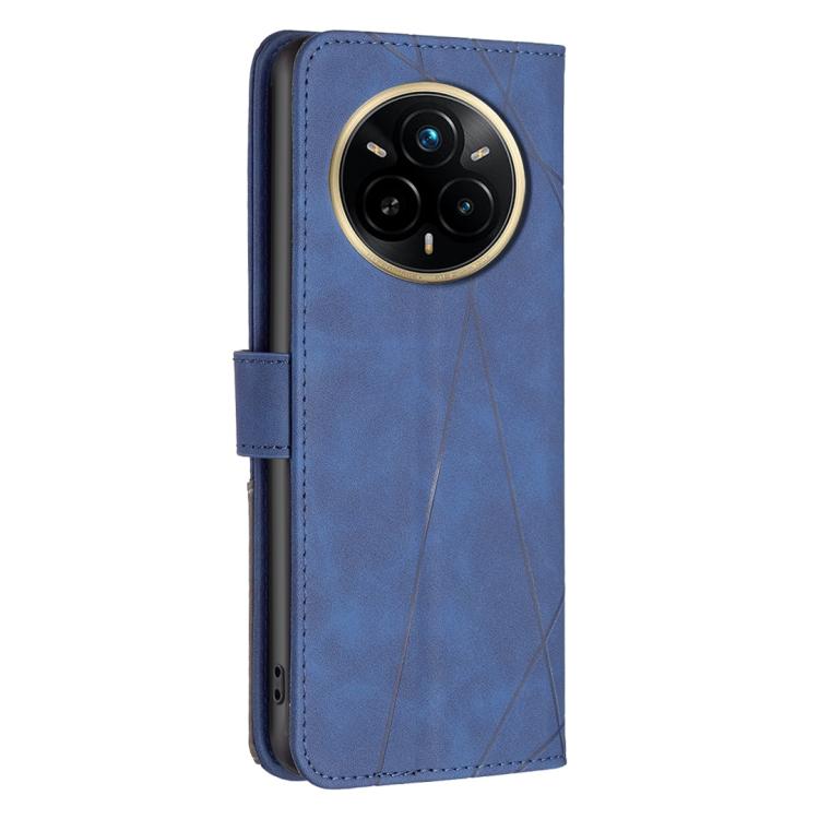 For Realme 14 Pro Magnetic Buckle Rhombus Texture Leather Phone Case