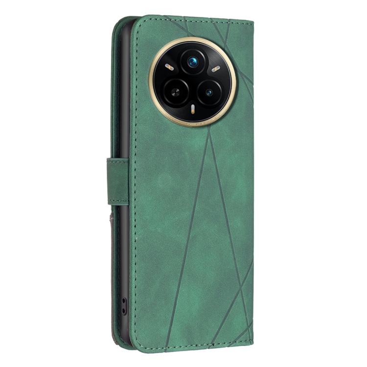 For Realme 14 Pro Magnetic Buckle Rhombus Texture Leather Phone Case