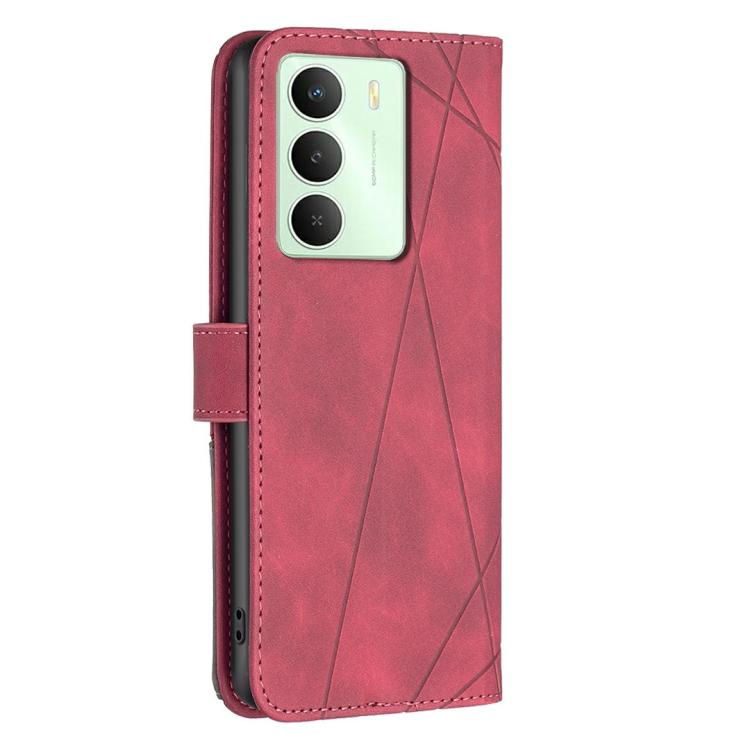 For Realme 14X 5G Magnetic Buckle Rhombus Texture Leather Phone Case