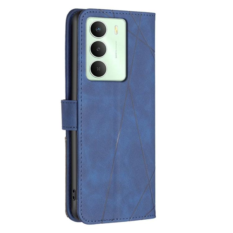 For Realme 14X 5G Magnetic Buckle Rhombus Texture Leather Phone Case