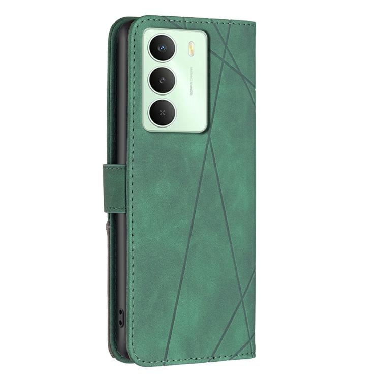For Realme 14X 5G Magnetic Buckle Rhombus Texture Leather Phone Case