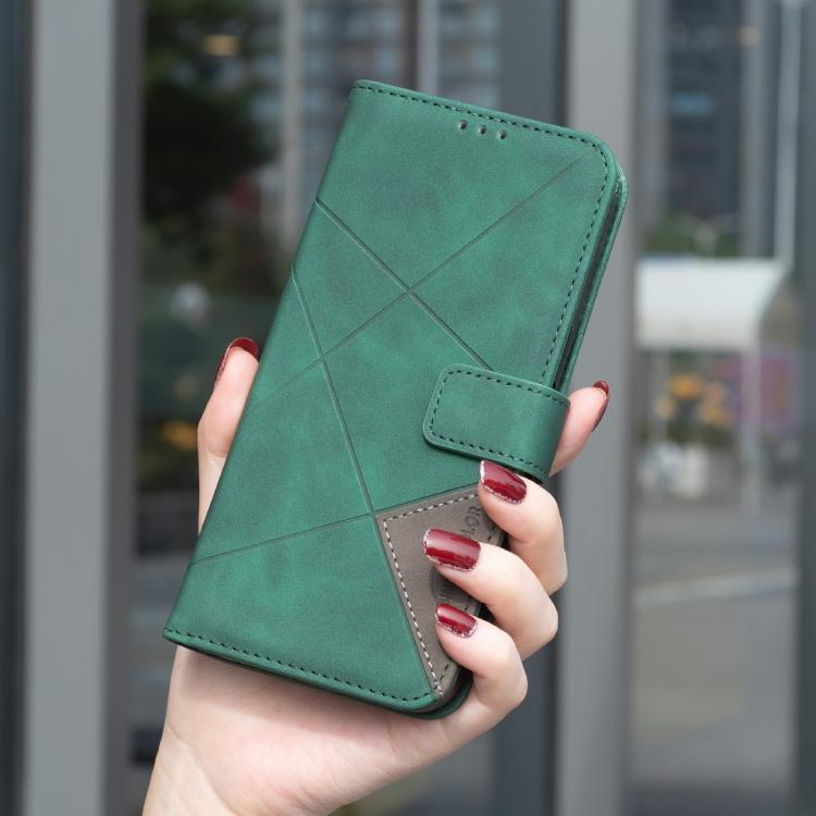 For Realme 14X 5G Magnetic Buckle Rhombus Texture Leather Phone Case