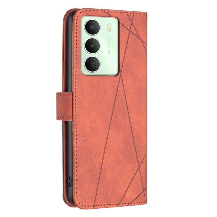 For Realme 14X 5G Magnetic Buckle Rhombus Texture Leather Phone Case