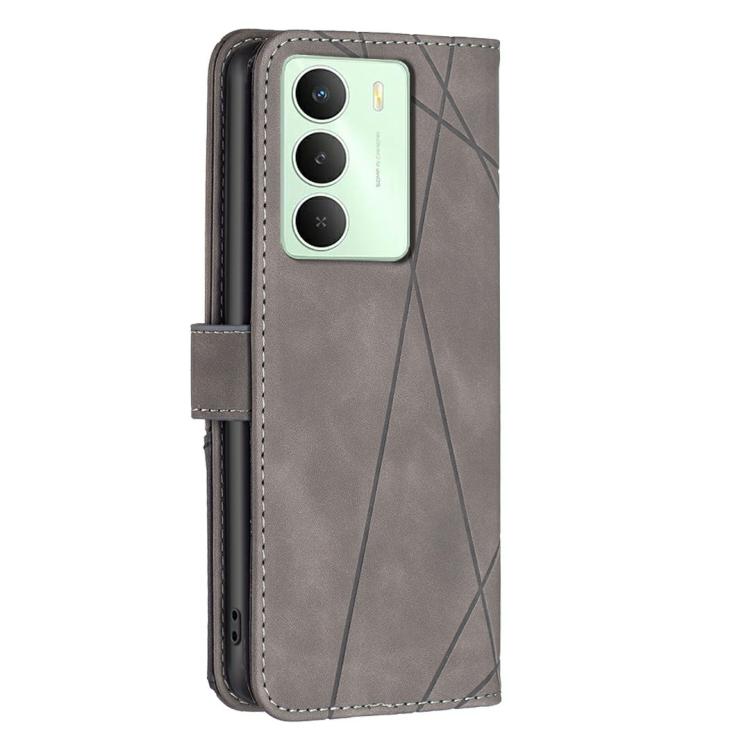 For Realme 14X 5G Magnetic Buckle Rhombus Texture Leather Phone Case