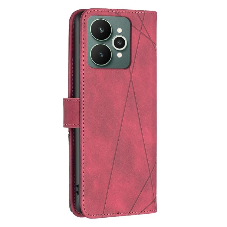 For Realme 15 5G Magnetic Buckle Rhombus Texture Leather Phone Case