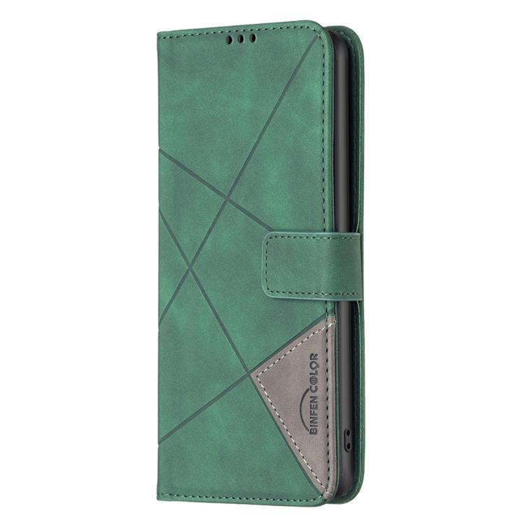 For Realme 15 5G Magnetic Buckle Rhombus Texture Leather Phone Case