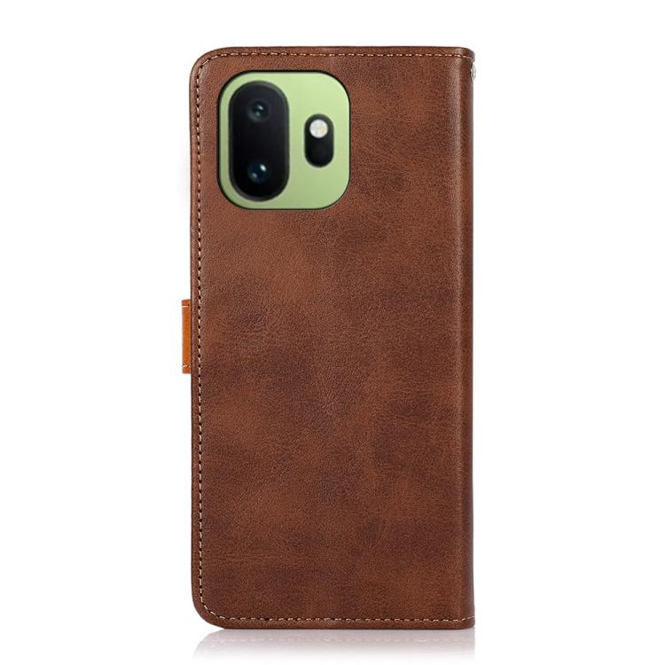 For OnePlus 15T KHAZNEH Dual-color Cowhide Texture Flip Leather Phone Case