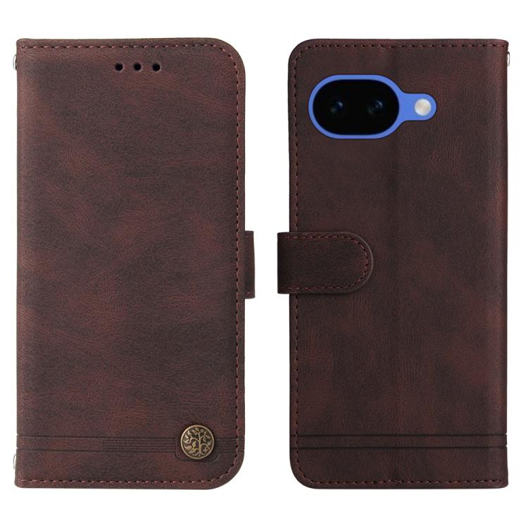For Google Pixel 10a Skin Feel Life Tree Metal Button Leather Phone Case