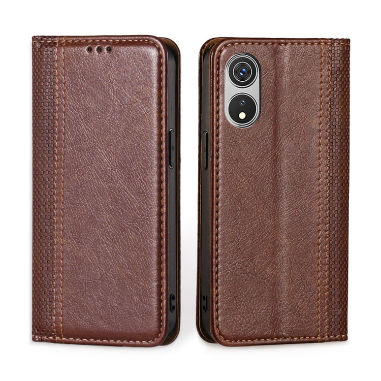 For CUBOT P60 Grid Texture Magnetic Flip Leather Phone Case