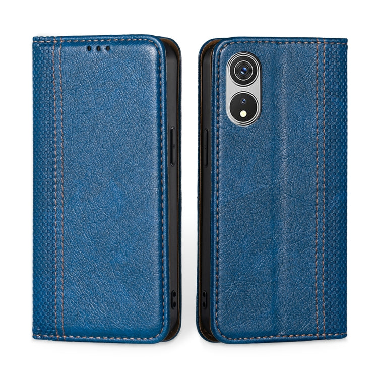 For CUBOT P60 Grid Texture Magnetic Flip Leather Phone Case