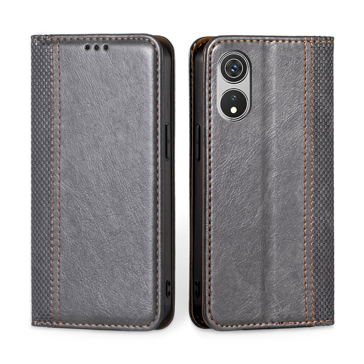 For CUBOT P60 Grid Texture Magnetic Flip Leather Phone Case