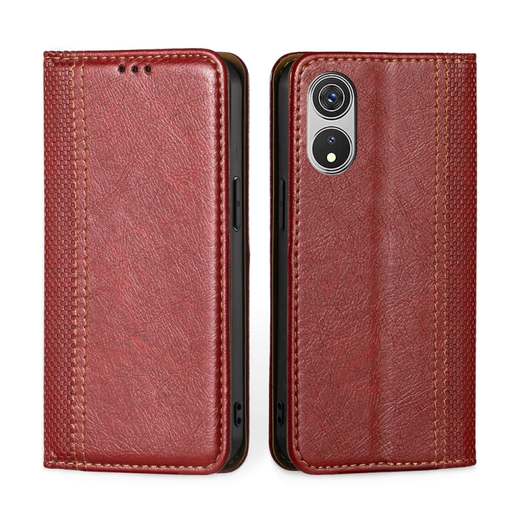 For CUBOT P60 Grid Texture Magnetic Flip Leather Phone Case