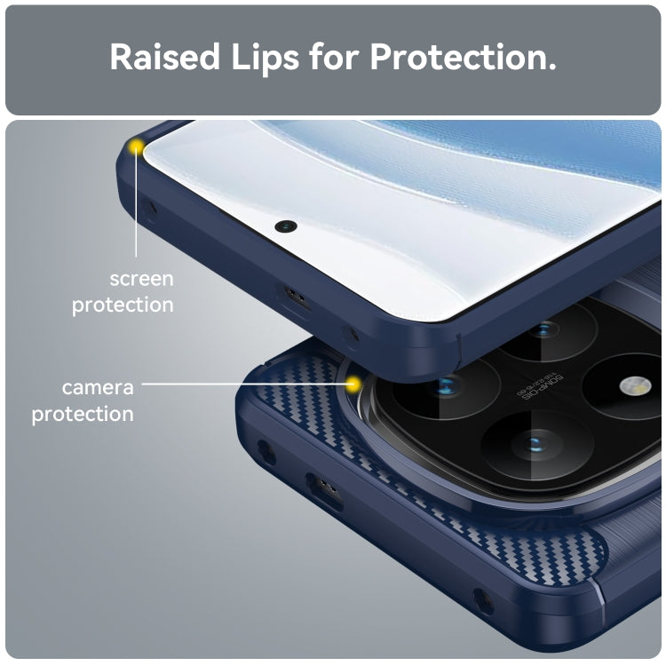 For Redmi Note 14 Pro+ 5G Carbon Fiber Brushed Texture TPU Phone Case