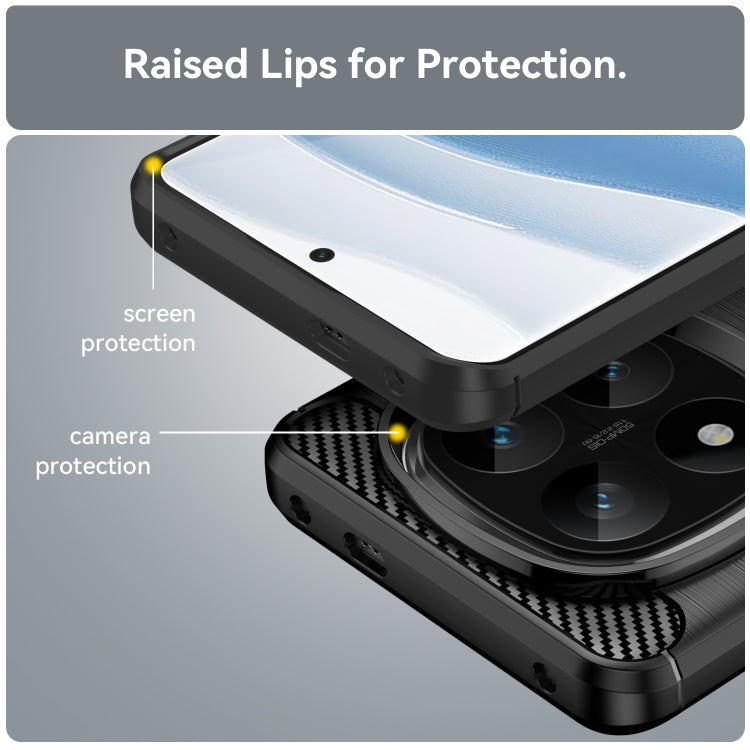 For Redmi Note 14 Pro+ 5G Carbon Fiber Brushed Texture TPU Phone Case