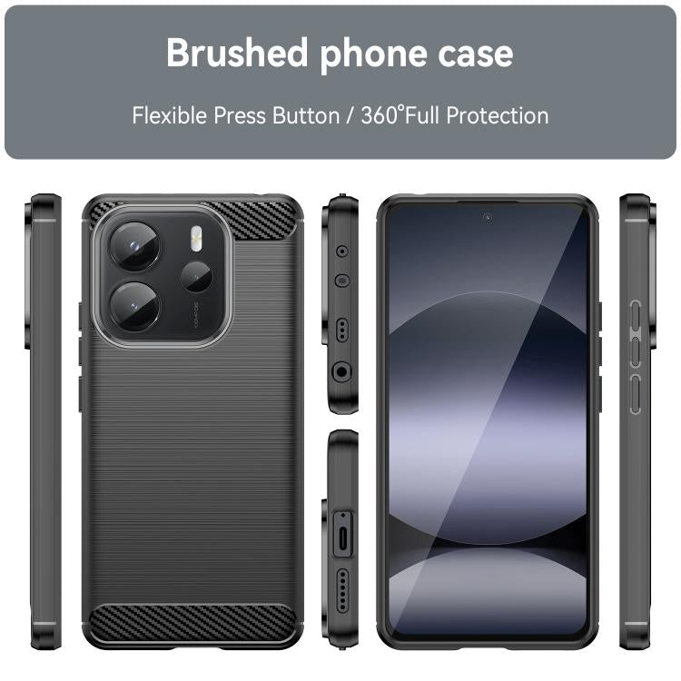 For Redmi Note 14 4G 163.25mm Carbon Fiber Brushed Texture TPU Phone Case