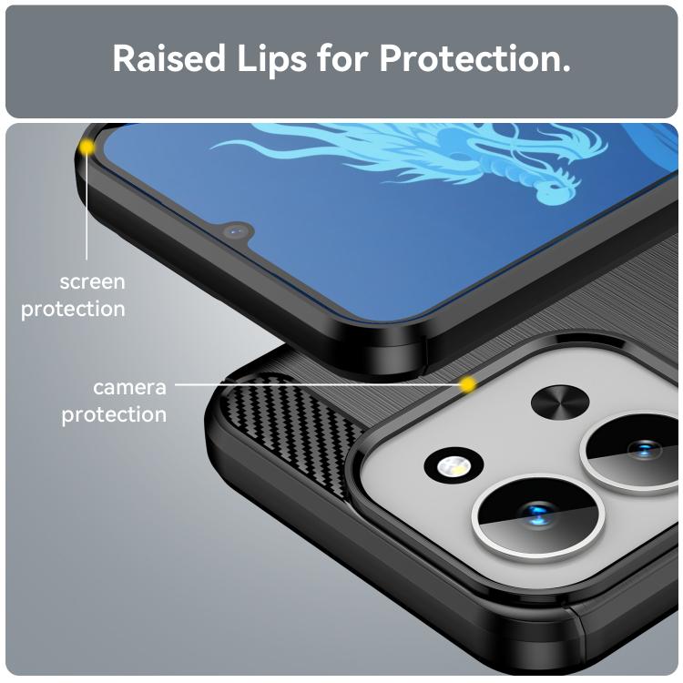 For Redmi 15C 5G / 4G EU 173mm Carbon Fiber Brushed Texture TPU Phone Case