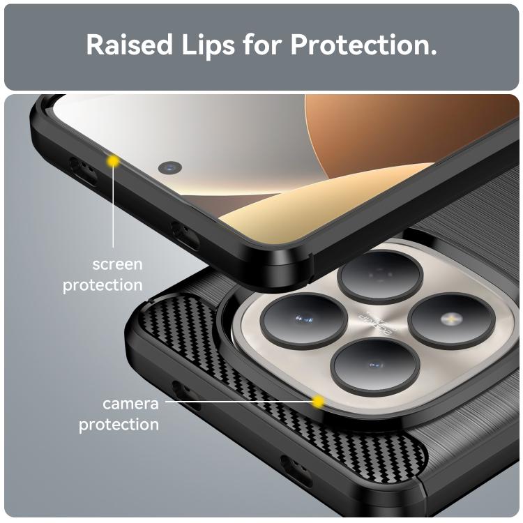For Redmi Note 15 Pro 4G Global 163.2mm Carbon Fiber Brushed Texture TPU Phone Case