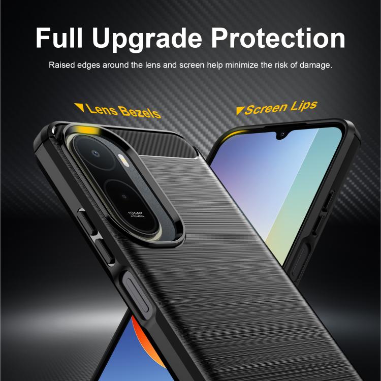 For Redmi A7 Pro 171mm / Poco C85x 5G Carbon Fiber Brushed Texture TPU Phone Case
