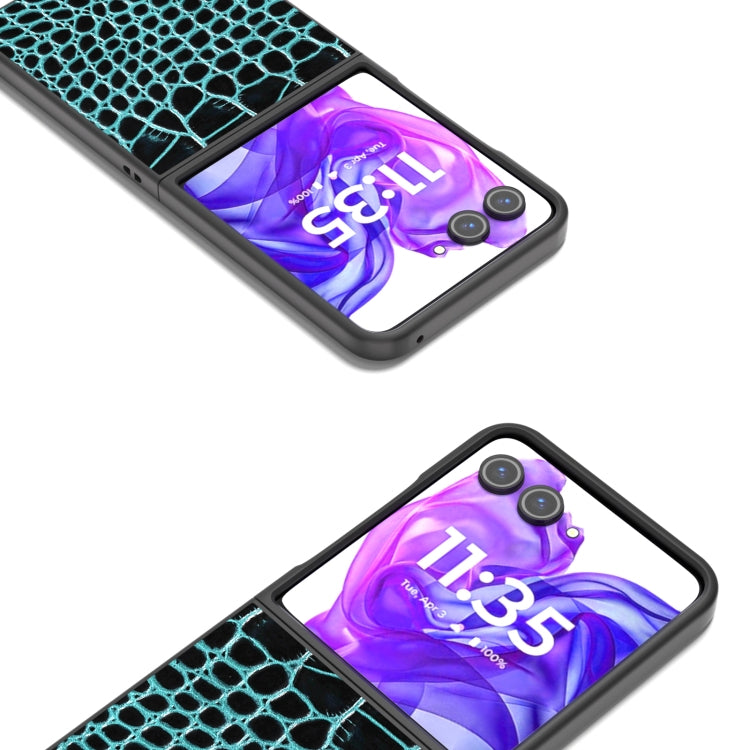 For Motorola Razr 50 Ultra ABEEL Genuine Leather Crocodile Pattern Black Edge Phone Case
