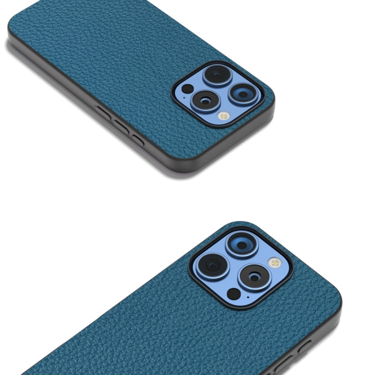 For iPhone 16 Pro Max ABEEL Genuine Leather Litchi Texture Phone Case