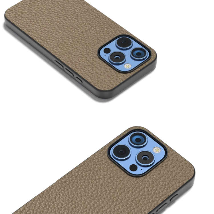 For iPhone 16 Pro Max ABEEL Genuine Leather Litchi Texture Phone Case