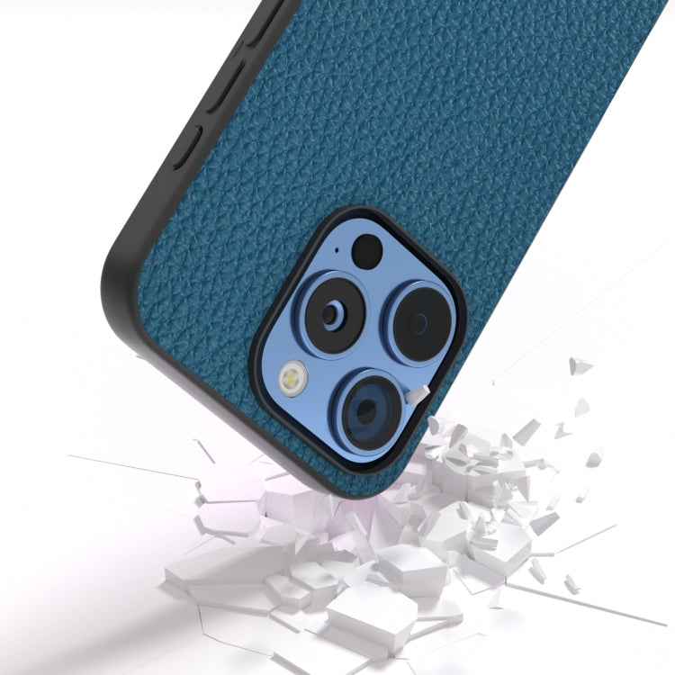 For iPhone 16 Pro ABEEL Genuine Leather Litchi Texture Phone Case