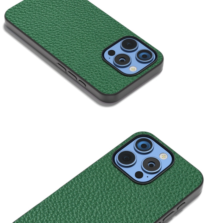 For iPhone 16 Pro ABEEL Genuine Leather Litchi Texture Phone Case