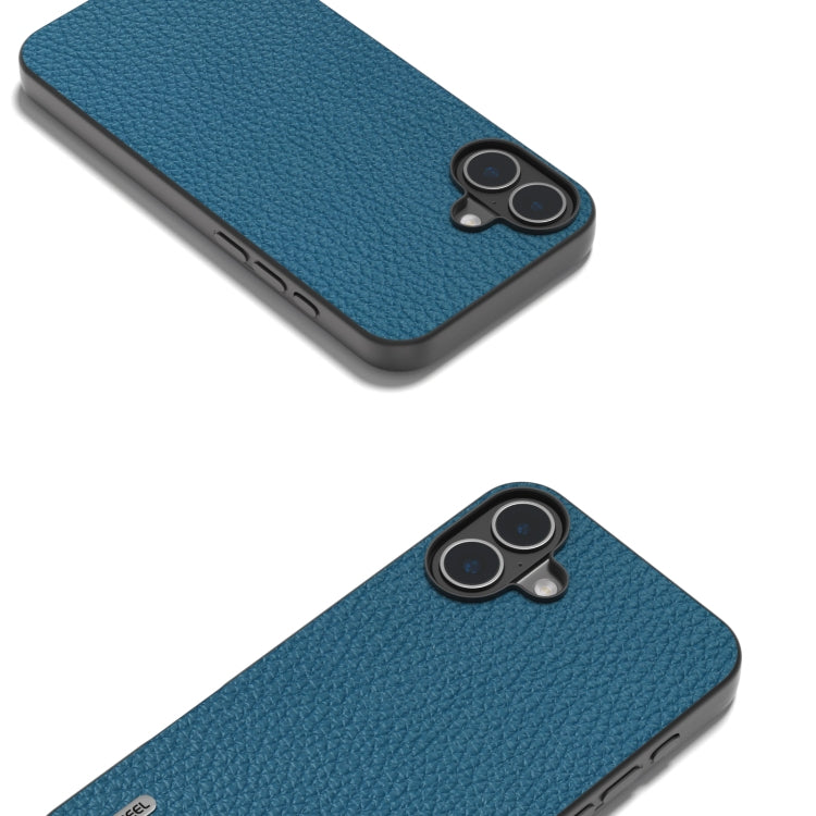For iPhone 16 Plus ABEEL Genuine Leather Litchi Texture Phone Case